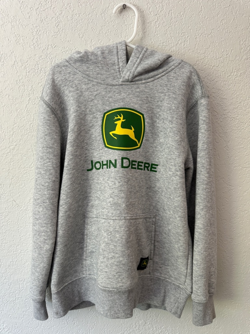 John Deere Gray Hoodie with Green and Yellow Logo